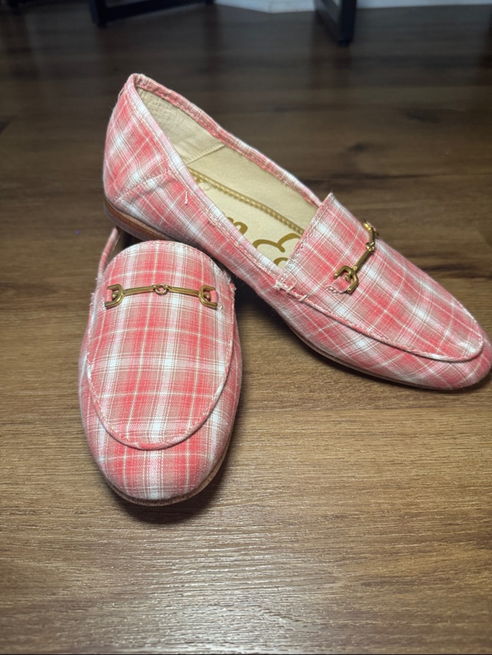Girls Sam Edelman Loraine Horse Bit Loafer Red/Natural. Size 4